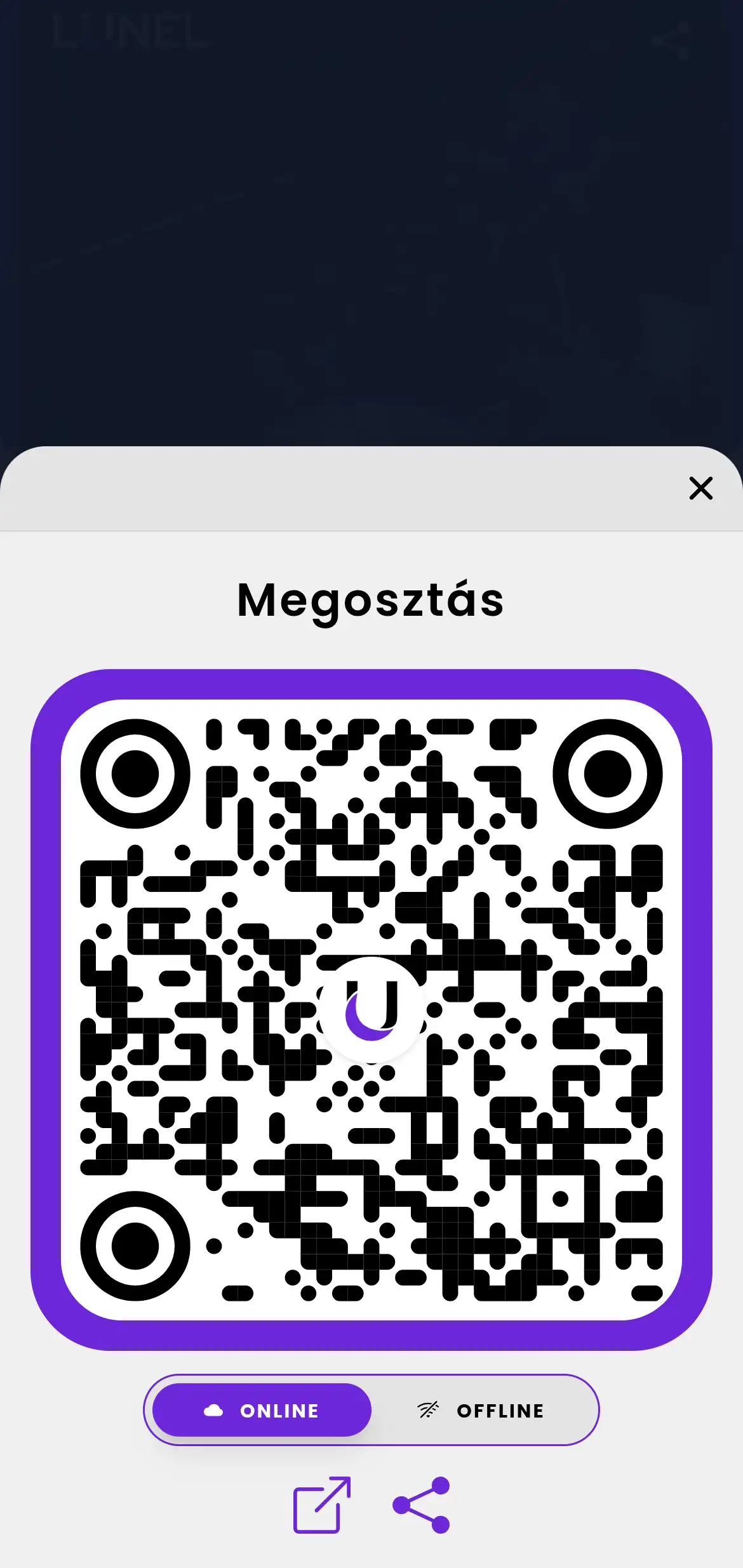 QR-kódos telefon kijelző
